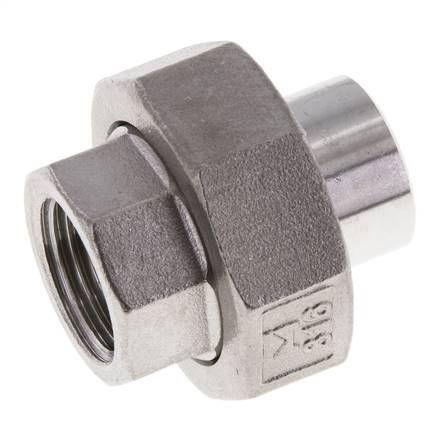 Raccord union droit Rp1/2'' femelle x 21.3mm extrémité à souder acier inoxydable joint plat PTFE 150bar (2107.5psi)