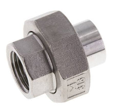 Raccord union droit Rp1/2'' femelle x 21.3mm extrémité à souder acier inoxydable joint plat PTFE 150bar (2107.5psi)
