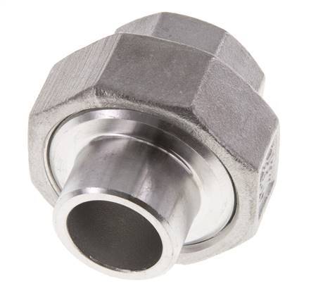 Raccord union droit Rp1/2'' femelle x 21.3mm extrémité à souder acier inoxydable joint plat PTFE 150bar (2107.5psi)