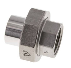 Raccord union droit Rp3/8'' femelle x 17.2mm extrémité à souder acier inoxydable joint plat PTFE 150bar (2107.5psi)