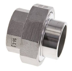 Raccord union droit Rp1 1/4'' femelle x 42.4mm extrémité à souder acier inoxydable joint plat PTFE 150bar (2107.5psi)