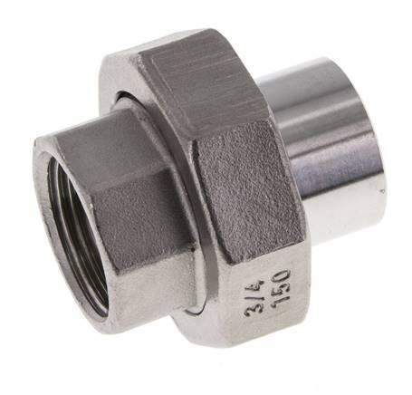Raccord union droit Rp3/4'' femelle x 26.9mm extrémité à souder acier inoxydable joint plat PTFE 150bar (2107.5psi)