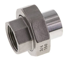 Raccord union droit Rp3/4'' femelle x 26.9mm extrémité à souder acier inoxydable joint plat PTFE 150bar (2107.5psi)