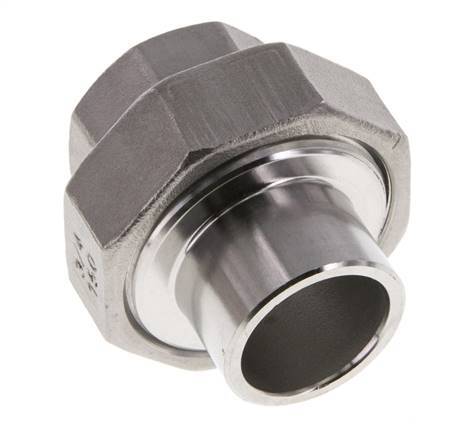 Raccord union droit Rp3/4'' femelle x 26.9mm extrémité à souder acier inoxydable joint plat PTFE 150bar (2107.5psi)