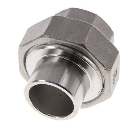 Raccord union droit Rp3/4'' femelle x 26.9mm extrémité à souder acier inoxydable joint plat PTFE 150bar (2107.5psi)