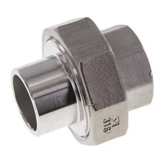 Raccord union droit Rp3/4'' femelle x 26.9mm extrémité à souder acier inoxydable joint plat PTFE 150bar (2107.5psi)