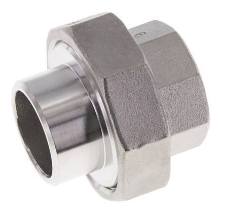 Union Straight Connector Rp1'' Female x 33.7mm Weld End Stainless Steel Flat Seal PTFE 150bar (2107.5psi)