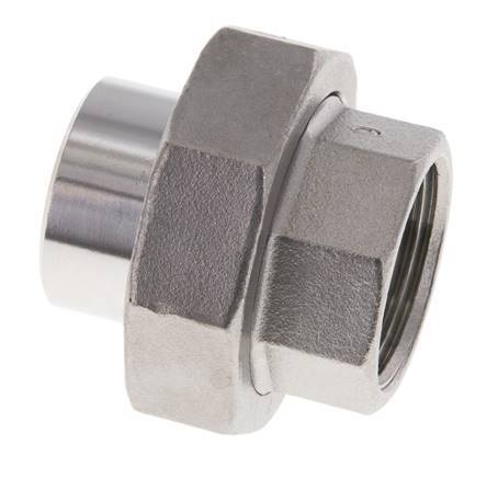 Union Connecteur droit Rp1'' femelle x 33.7mm extrémité à souder Acier inoxydable Joint plat PTFE 150bar (2107.5psi)