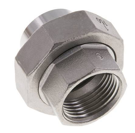 Union Connecteur droit Rp1'' femelle x 33.7mm extrémité à souder Acier inoxydable Joint plat PTFE 150bar (2107.5psi)
