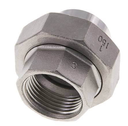 Union Connecteur droit Rp1'' femelle x 33.7mm extrémité à souder Acier inoxydable Joint plat PTFE 150bar (2107.5psi)