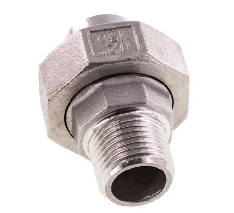 Raccord union droit R1/2'' mâle x 21.3mm extrémité à souder en acier inoxydable joint conique 16bar (224.8psi)