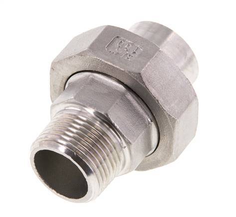 Raccord union droit R3/4'' mâle x 26.9mm extrémité à souder joint conique en acier inoxydable 16bar (224.8psi)