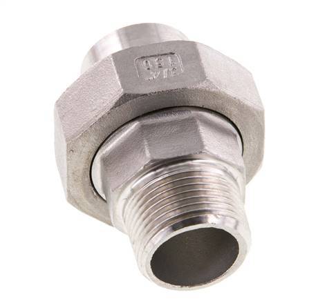 Raccord union droit R3/4'' mâle x 26.9mm extrémité à souder joint conique en acier inoxydable 16bar (224.8psi)
