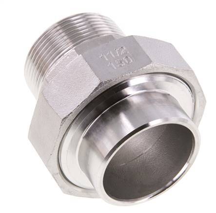 Raccord union droit R1 1/2'' Male x 48.3mm Weld End Acier inoxydable Joint conique 16bar (224.8psi)