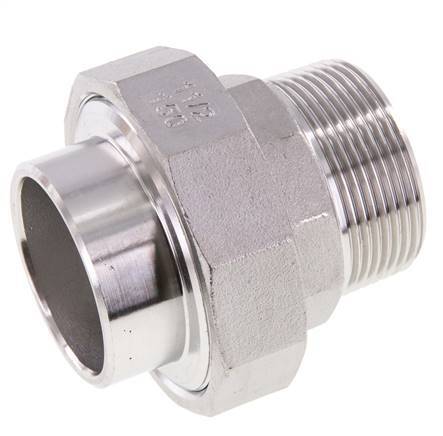 Raccord union droit R1 1/2'' Male x 48.3mm Weld End Acier inoxydable Joint conique 16bar (224.8psi)