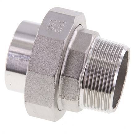 Raccord union droit R1 1/2'' Male x 48.3mm Weld End Acier inoxydable Joint conique 16bar (224.8psi)