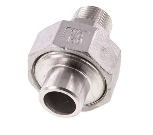 Raccord union droit R3/8'' mâle x 17.2mm extrémité à souder en acier inoxydable joint conique 16bar (224.8psi)