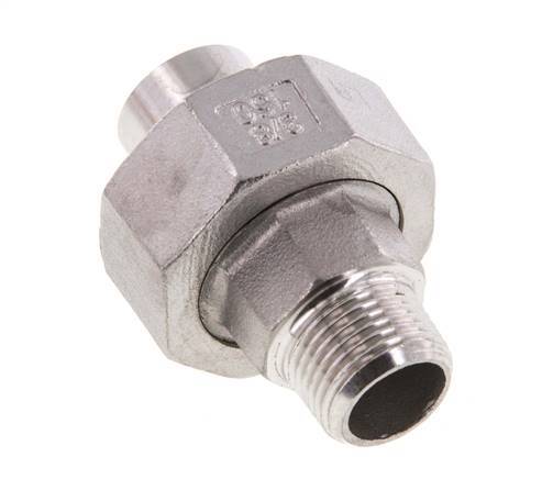 Raccord union droit R3/8'' mâle x 17.2mm extrémité à souder en acier inoxydable joint conique 16bar (224.8psi)