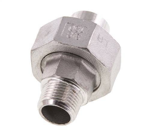Raccord union droit R3/8'' mâle x 17.2mm extrémité à souder en acier inoxydable joint conique 16bar (224.8psi)