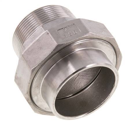 Raccord union droit R2'' mâle x 60.3mm extrémité à souder en acier inoxydable joint conique 16bar (224.8psi)
