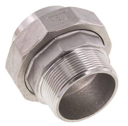Raccord union droit R2'' mâle x 60.3mm extrémité à souder en acier inoxydable joint conique 16bar (224.8psi)