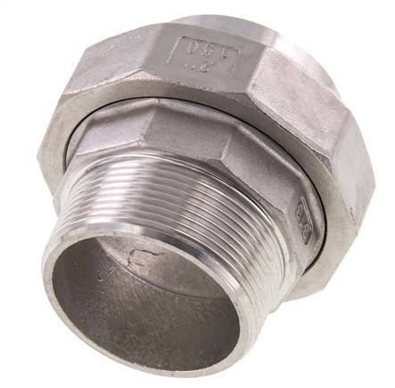 Raccord union droit R2'' mâle x 60.3mm extrémité à souder en acier inoxydable joint conique 16bar (224.8psi)