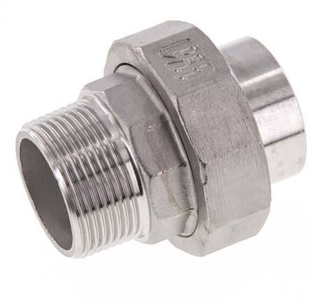 Raccord union droit R1 1/4'' mâle x 42.4mm extrémité à souder en acier inoxydable joint conique 16bar (224.8psi)