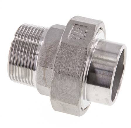 Raccord union droit R1 1/4'' mâle x 42.4mm extrémité à souder en acier inoxydable joint conique 16bar (224.8psi)