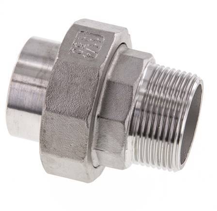 Raccord union droit R1 1/4'' mâle x 42.4mm extrémité à souder en acier inoxydable joint conique 16bar (224.8psi)