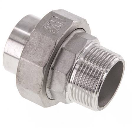 Raccord union droit R1 1/4'' mâle x 42.4mm extrémité à souder en acier inoxydable joint conique 16bar (224.8psi)