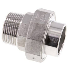Raccord union droit R1 1/4'' mâle x 42.4mm extrémité à souder Acier inoxydable Joint plat PTFE 16bar (224.8psi)
