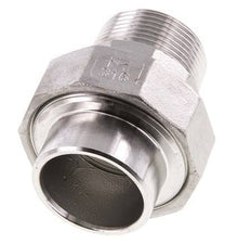 Raccord union droit R1 1/4'' mâle x 42.4mm extrémité à souder Acier inoxydable Joint plat PTFE 16bar (224.8psi)