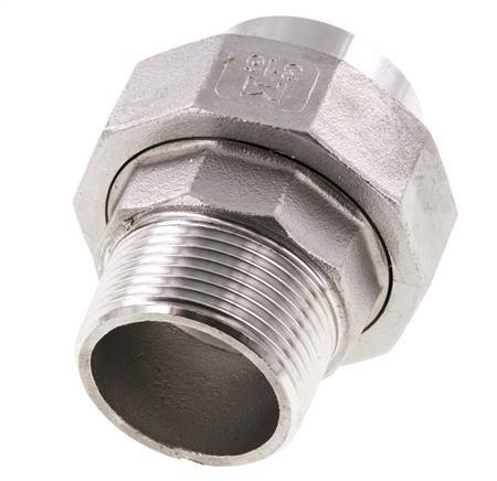 Raccord union droit R1 1/4'' mâle x 42.4mm extrémité à souder Acier inoxydable Joint plat PTFE 16bar (224.8psi)