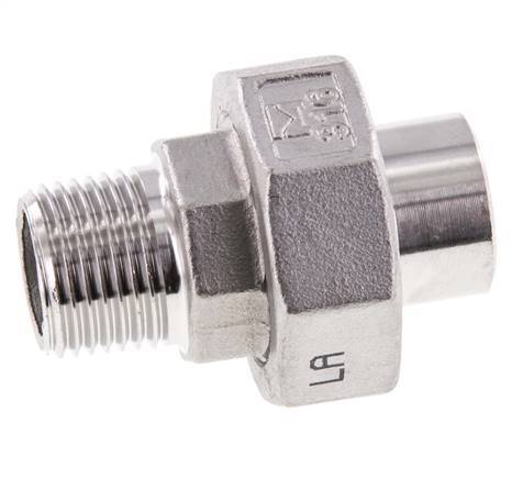Union Straight Connector R1/2'' Male x 21.3mm Weld End Stainless Steel Flat Seal PTFE 16bar (224.8psi)