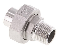 Raccord union droit R1/2'' mâle x 21.3mm extrémité à souder Acier inoxydable Joint plat PTFE 16bar (224.8psi)