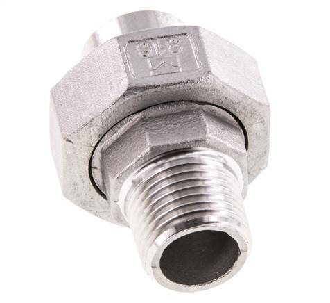 Raccord union droit R1/2'' mâle x 21.3mm extrémité à souder Acier inoxydable Joint plat PTFE 16bar (224.8psi)