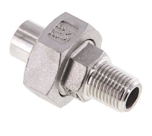 Raccord union droit R1/4'' mâle x 13,5 mm extrémité à souder Acier inoxydable Joint plat PTFE 16bar (224,8psi)