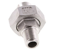 Raccord union droit R1/4'' mâle x 13,5 mm extrémité à souder Acier inoxydable Joint plat PTFE 16bar (224,8psi)