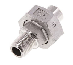 Union Straight Connector R1/4'' Male x 13.5mm Weld End Stainless Steel Flat Seal PTFE 16bar (224.8psi)
