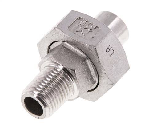 Raccord union droit R1/4'' mâle x 13,5 mm extrémité à souder Acier inoxydable Joint plat PTFE 16bar (224,8psi)