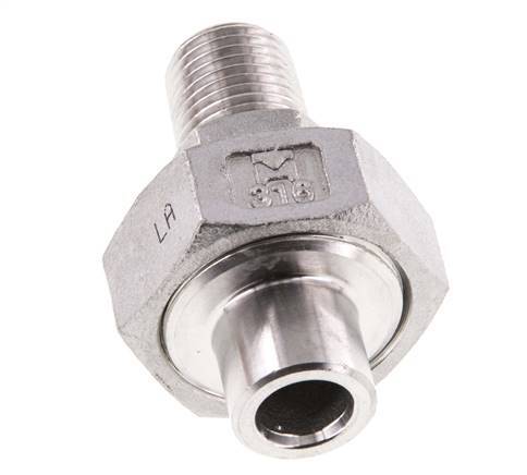 Raccord union droit R1/4'' mâle x 13,5 mm extrémité à souder Acier inoxydable Joint plat PTFE 16bar (224,8psi)