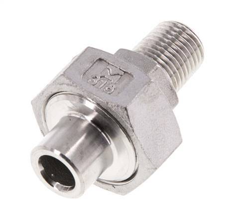 Raccord union droit R1/4'' mâle x 13,5 mm extrémité à souder Acier inoxydable Joint plat PTFE 16bar (224,8psi)