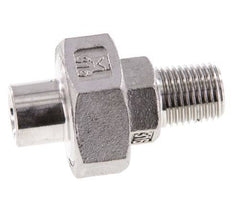 Raccord union droit R1/4'' mâle x 13,5 mm extrémité à souder Acier inoxydable Joint plat PTFE 16bar (224,8psi)