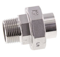 Union Straight Connector R1'' Male x 33.7mm Weld End Stainless Steel Flat Seal PTFE 16bar (224.8psi)