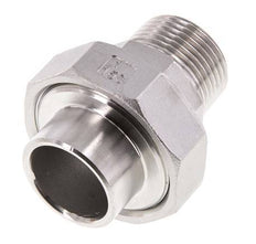 Raccord union droit R1'' mâle x 33.7mm extrémité à souder Acier inoxydable Joint plat PTFE 16bar (224.8psi)