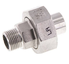 Raccord union droit R3/8'' mâle x 17.2mm extrémité à souder acier inoxydable joint plat PTFE 16bar (224.8psi)