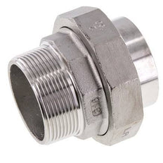 Union Straight Connector R2'' Male x 60.3mm Weld End Stainless Steel Flat Seal PTFE 16bar (224.8psi)