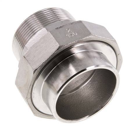 Raccord union droit R2'' mâle x 60.3mm extrémité à souder Acier inoxydable Joint plat PTFE 16bar (224.8psi)