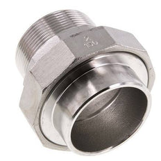 Raccord union droit R2'' mâle x 60.3mm extrémité à souder Acier inoxydable Joint plat PTFE 16bar (224.8psi)