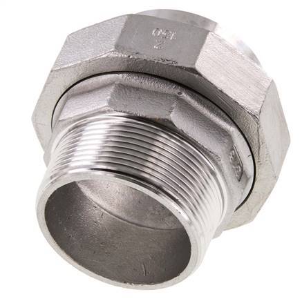 Raccord union droit R2'' mâle x 60.3mm extrémité à souder Acier inoxydable Joint plat PTFE 16bar (224.8psi)